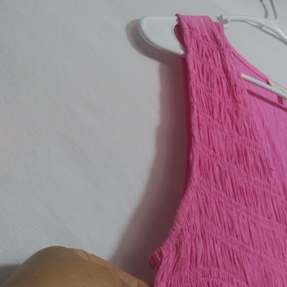 Promesa Bubble Gum Pink Sea Breeze Smocked Crepe Button-Front Maxi Dress Size M - Picture 6 of 10